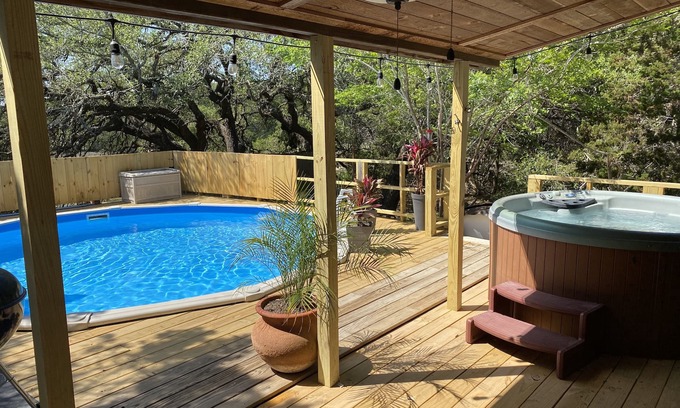 Wimberley Cabin | Tranquil Country Setting with Private Pool and Hot Tub