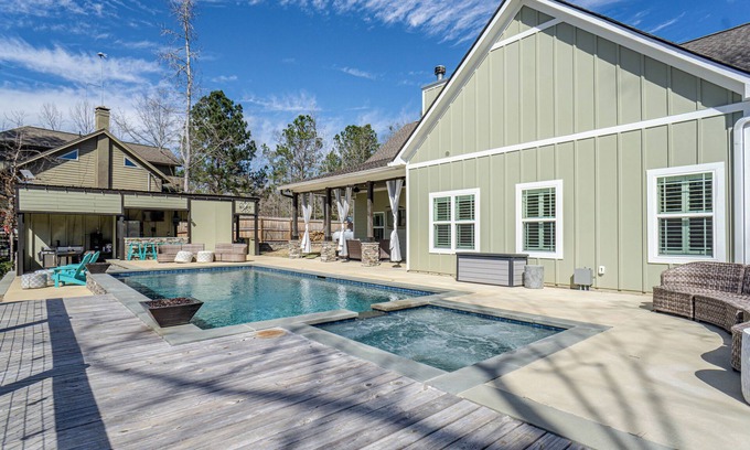 Lee County House | Tranquil Getaway Minutes from Auburn including Pool & backyard Waterfall Oasis