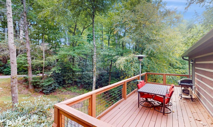 Mill Ridge Cabin | Tree-lined, dog-friendly cabin in ideal location with deck, wood stove & pool