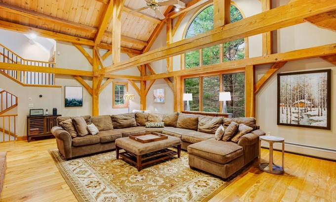 Londonderry House | Tree-lined lodge with deck, fireplaces, porch, game room, & fast WiFi