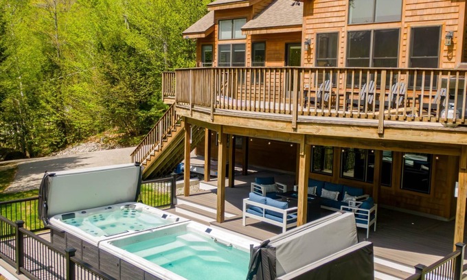 Sunday River Area House | Treetop Retreat · Treetop Retreat Swim Spa Game Room Views!