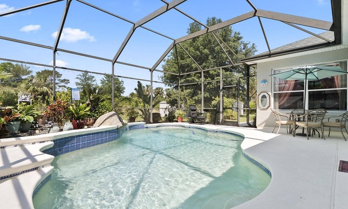 Palm Harbor House | Tropical Azalea Oasis | Palm Coast 2BR Guest Wing w/Pool | Partial Home Rental