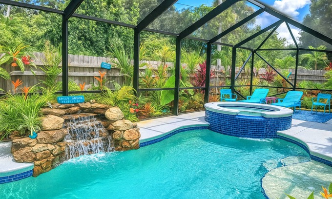 Vero Beach House | Tropical escape! Heated pool with hot tub ,Tiki Bar. Close Beaches, live music !