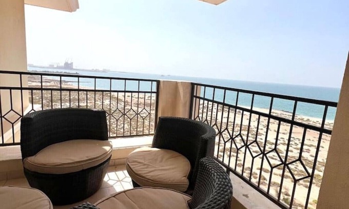 Al Hamra Village Apartment | Two Bed Room Apartment with Balcony and sea view