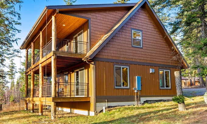 Bigfork Cabin | Two neighboring cabins with lake/mountain views & fireplaces, great for a group