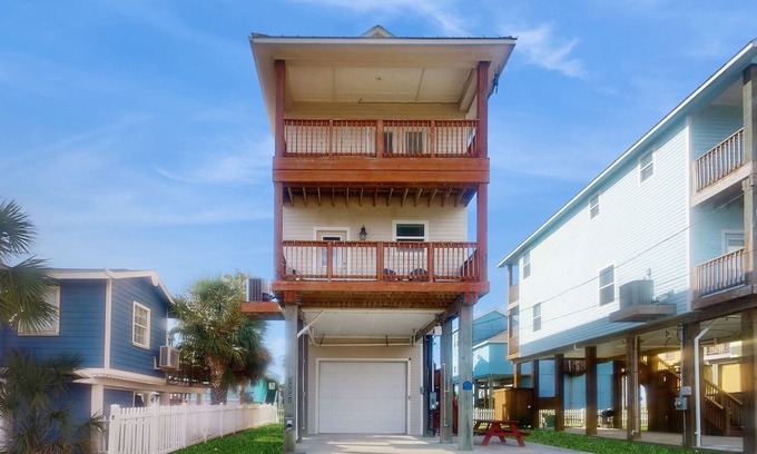 Galveston House | Two-Story Home near the Beach w/Free WiFi, Balconies, Washer/Dryer, Central A/C