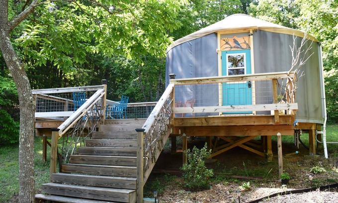 Rutherfordton House | Unique and Charming BlueBird Yurt at Feathered Fox Farm