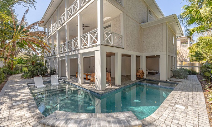 East Beach House | Updated Family Home, Steps to Beach, Private Heated Pool
