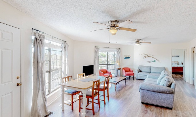 Surf Side Shores House | Upstairs duplex near the beach with deck, outdoor shower, W/D, streaming, & AC