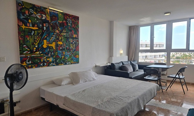 Playa del Ingles Apartment | Vacation Studio 'Loft Molinos Corner' with Sea View, Shared Pool and Wi-Fi