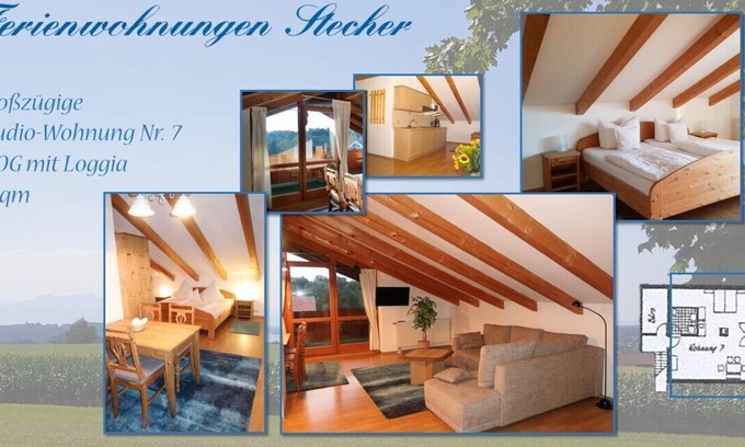 Bad Endorf Apartment | Vacation apartment 7, 43 sqm, spacious studio on the top floor with loggia