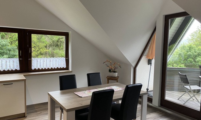 Pfeffingen Apartment | Vacation apartment Am Irrenbächle, 68sqm, attic, 2 bedrooms, balcony, max. 4 persons