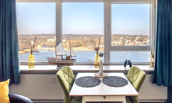 Schleswig-Flensburg District Apartment | Vacation apartment "Wikingturm Etage 14 Nr. 1" with a view of Schleswig and the Schlei