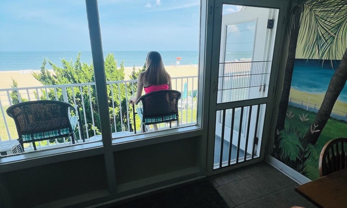 Northeast Virginia Beach Condo | VB Oceanfront Condo at Boardwalk. See Dolphins from Balcony. Steps to Beach+Pool