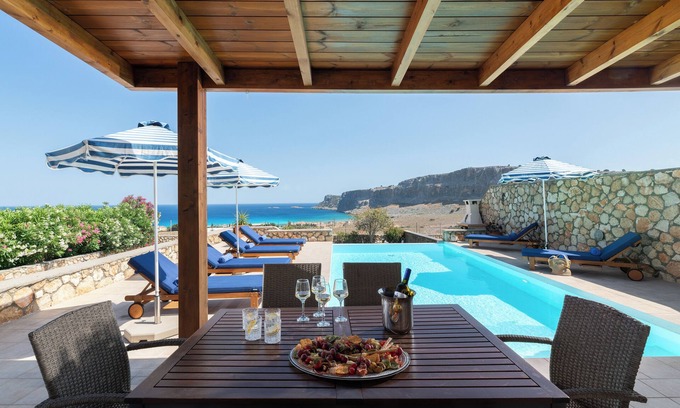 Lindos Villa | Villa Aegean Blue View, 3 bedrooms with Infinity Pool and Spectacular Seaviews