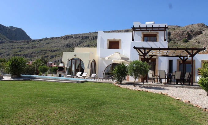 Lindos Villa | Villa Andreas Lindos, Lindos, Rhodes. Beautiful modern villa with LED lit pool
