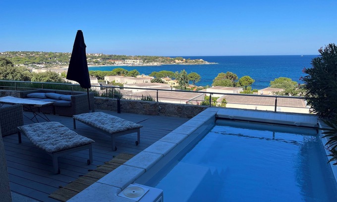 Marine de Saint Ambroggio Villa | Villa apartment Terrace 200 m Panoramic sea view swimming pool beach