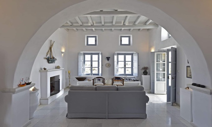 Paros Villa | Villa Asteras in Paros, privacy, private land, open view, stone built