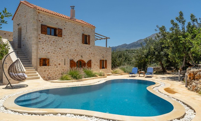 Apokoronas Villa | Villa Asteria, Melidoni, Chania, Crete, Solid Stone Villa, private swimming pool