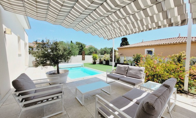 Lespignan Villa | Villa Augustine, single storey villa, 15 minutes from the sea