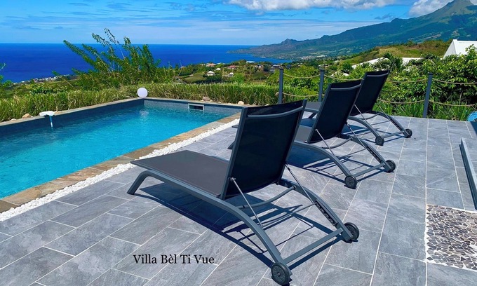 Le Carbet Villa | Villa Bèl Ti View Pool Sea and Pelee Mountain