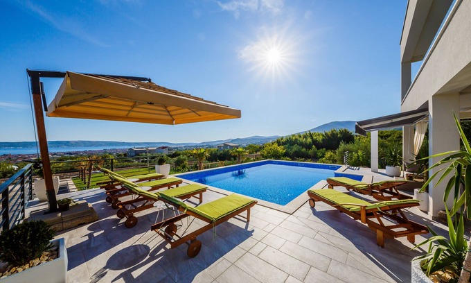 Kastel Stari Villa | Villa Blue Wave , 8 bedrooms, 8 bathrooms, 2 swimming Pool, amazing Sea view