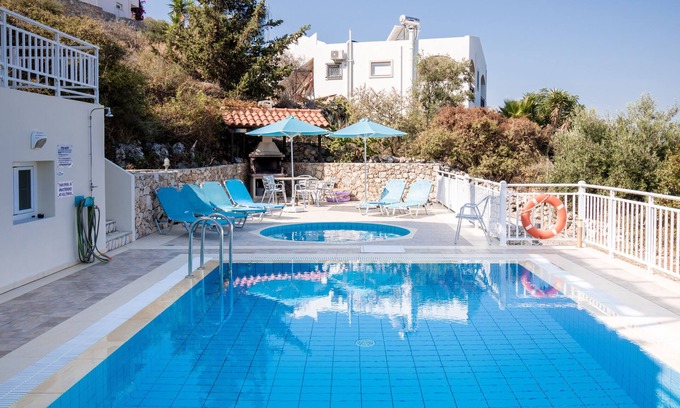 Kokkinon Khorion Villa | Villa Bougainvillea, Stunning Sea view, Near Almyrida, 2 Private Pools, Sleeps 7