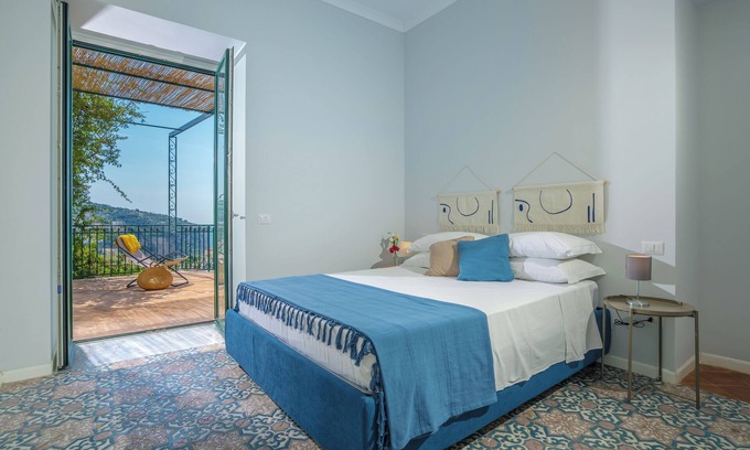 Vico Equense Apartment | Villa Chiara - Sorrento Amalfi Coast, Vico Equense - sea and Vesuvio View