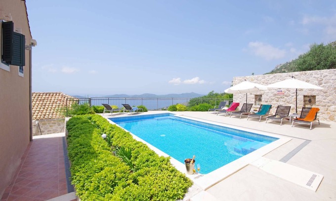 Brsecine Villa | Villa Dias -stunning sea views, pool, sauna and beautiful terraces for 12 guests