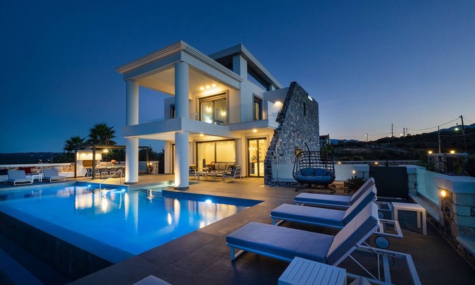 Douliana Villa | Villa Grand Fysaeri, 6 BD, 6BA, private pool, indoor heated jacuzzi, sea view!