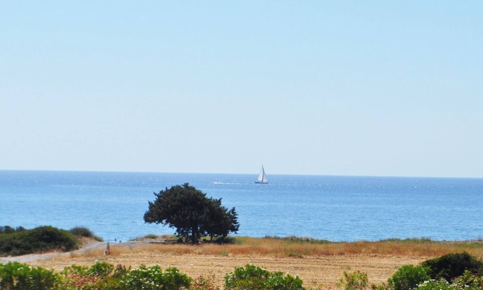 Gennadi Villa | Villa Imerti-Private Beach-Heated Pool-Jacuzzi Spa & SunBeds in palm trees beach