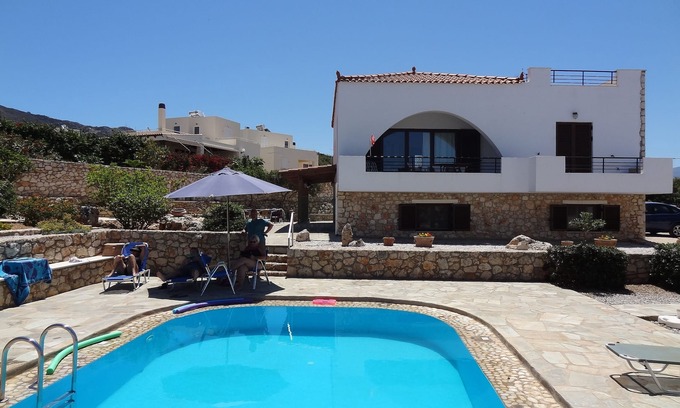 Plaka Villa | Villa in a unique location with pool, beautiful gardens mountain and sea views.