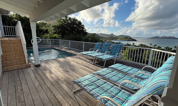 Anse de Lorient Villa | Villa Le Refuge, panoramic ocean views in private setting above Lorient Beach