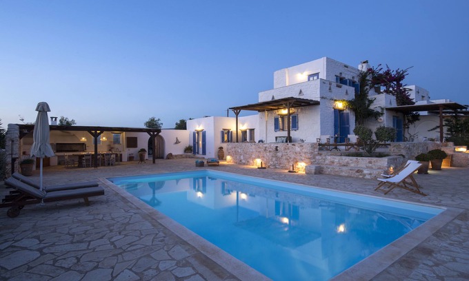 Kampos Villa | "Villa Lygeia" stunning Sea View, 3 Bedroom, Pool, BBQ