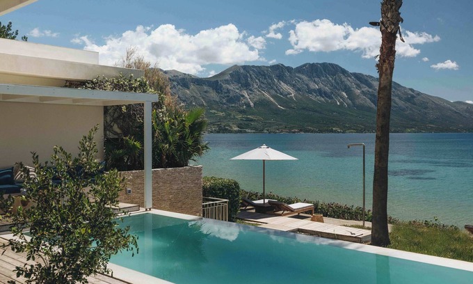 Pogonia Villa | Villa Madouri. 5 bed seafront villa with private pool
