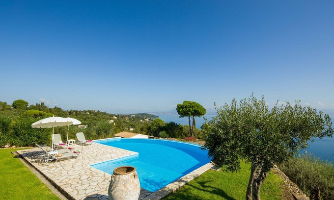 Perama Villa | Villa Pelagos undoubtedly has one of the best views in Corfu.