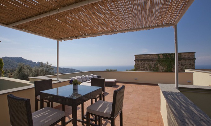 Massa Lubrense Villa | Villa with Saracen Tower and swimming pool sea view near Sorrento