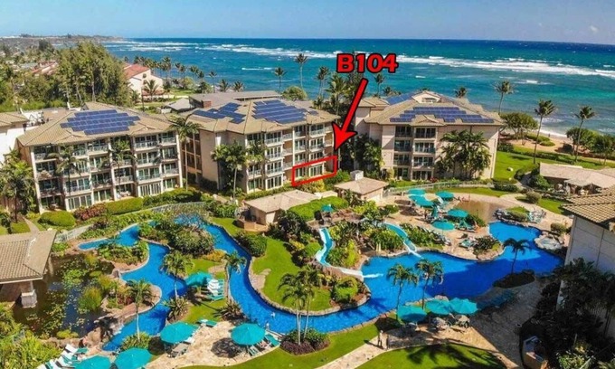 Kapaa Condo | Waipouli Beach Resort B104 Ground floor ocean & pool view, 2 bed 3 bath sleeps 8