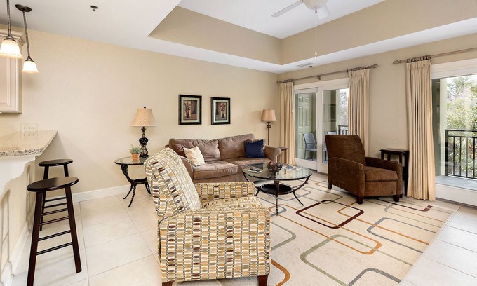 Demere Park Condo | Walk or Bike to Pier and Village from Salt Air Villas! Community Pool and Private Balcony