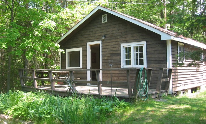Tiny Cabin | walk to private beach across the street -2BR Cozy Forest Cabin -amazing sunsets