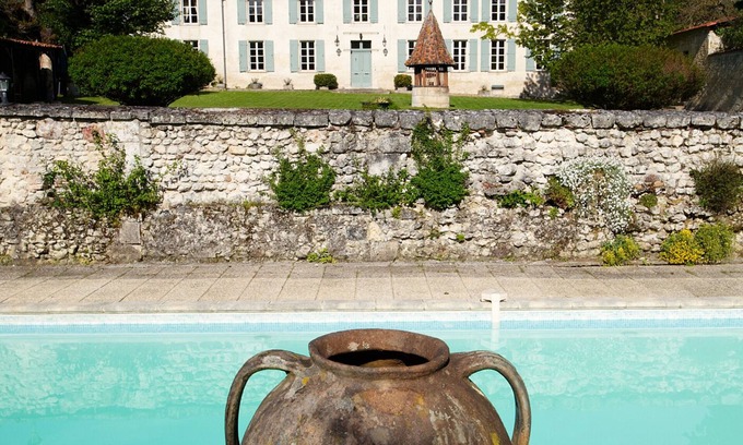 Saint-Romain House | Walking distance to Aubeterre - Gorgeous Country Manor for families, heated pool