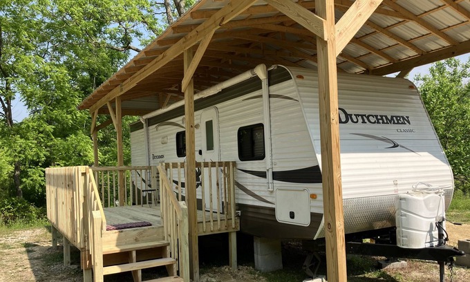 Frenchburg House | Want to go camping but don’t have a camper? I DO! It is already set up for you!