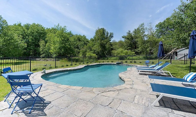 Cornwall Bridge House | WARREN-NYC 2Hrs, Ski Mohawk!, 5BR Mint Design, Pool, Tennis, 20 Acres PoshPadsCT