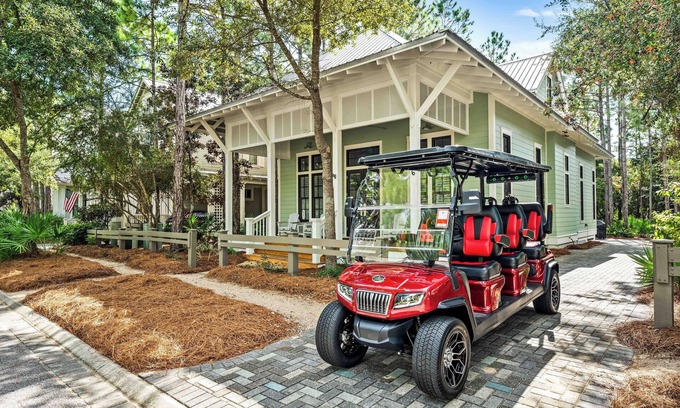 Forest District House | WaterColor Bliss with Beach Club Access, Bikes, Electric Cart, and Screened Porch with Fireplace.