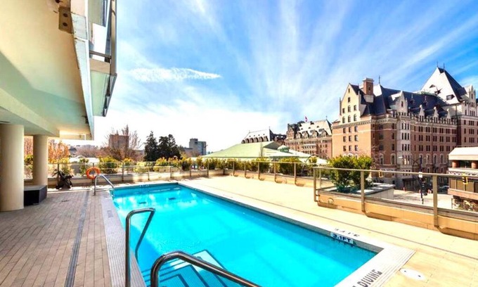 Downtown Victoria Apartment | Waterfalls Hotel in Downtown With Stunning Views!
