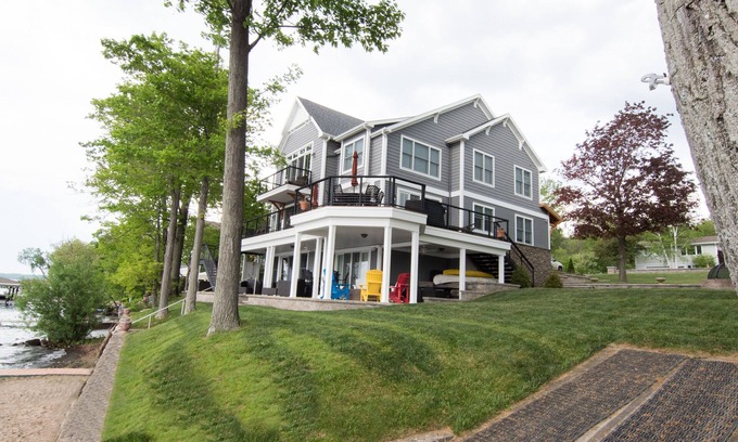 Rushville House | Waterfront, 138 ft Private Beach, Sunset, ADA friendly w elevator & Hot Tub