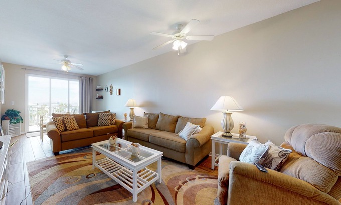 Fort Morgan Pines Condo | Waterfront condo with bay views, pool, hot tub, boat ramp, & private balcony