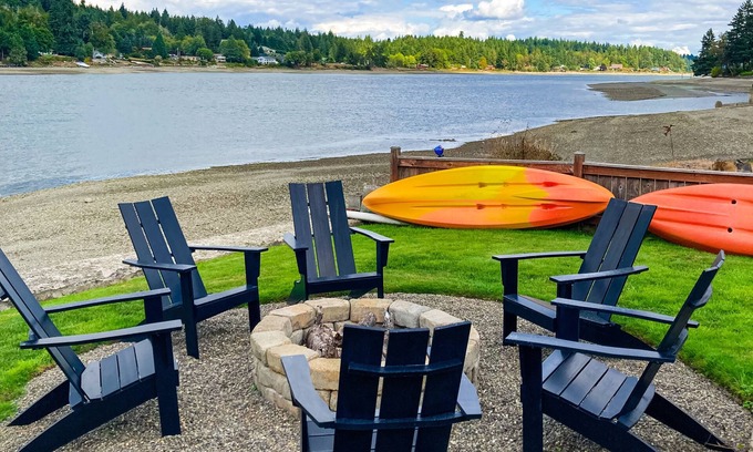 Shelton House | Waterfront home with 115' of private beach, 4 kayaks, firepit & stunning views