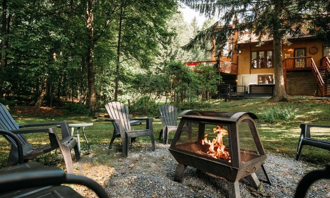Bushkill House | Waterfront Pocono Home HotTub, Sauna & Fishing