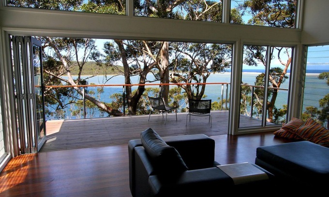 Smiths Lake House | Waterfront position with direct lake access, sandbar, ocean views.